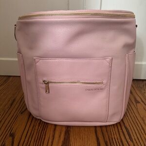 Fawn Design Original Diaper Bag Backpack Pebbled Faux Leather Warm Blush Pink